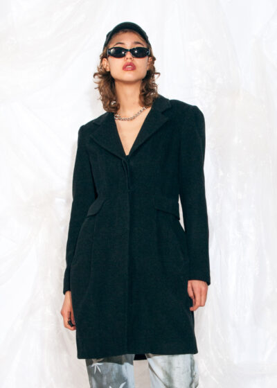 Vintage 90s Tiffi Winter Coat in Grey Wool