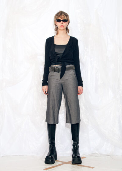 Vintage Y2K Knit Cardigan in Black w Whimsical Embroidery