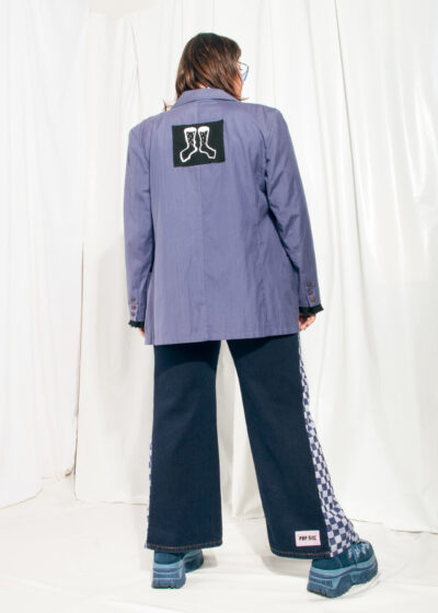 Vintage Jacket Reworked Feminist Graphic Purple Patch Blazer