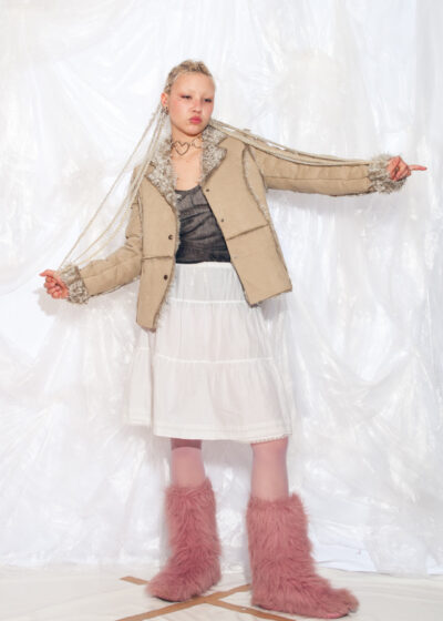 Vintage Y2K Faux Shearling Penny Lane Coat in Beige