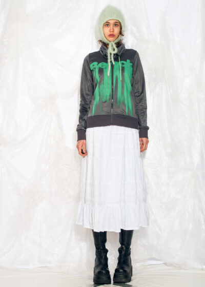 Vintage Y2K Windbreaker Jacket in Grey Spellout Sports Top