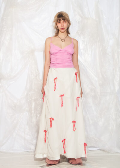 Vintage Y2K Reworked Maxi Bridal Skirt with Bows