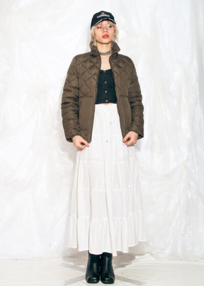 Vintage Y2K Quilted Puffer Jacket in Khaki
