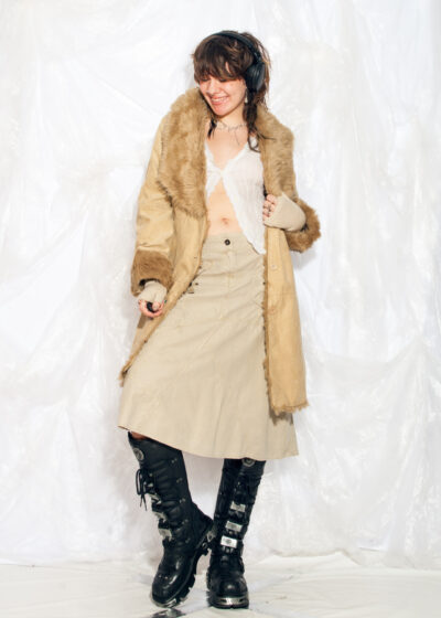 Vintage Y2K Penny Lane Coat in Beige Faux Shearling