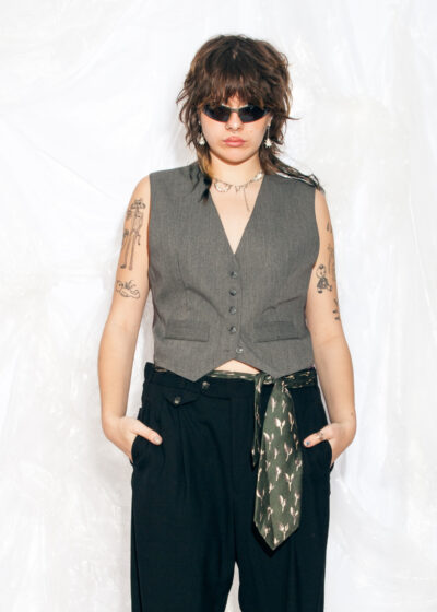 Vintage Y2K Waistcoat in Grey Gender Free