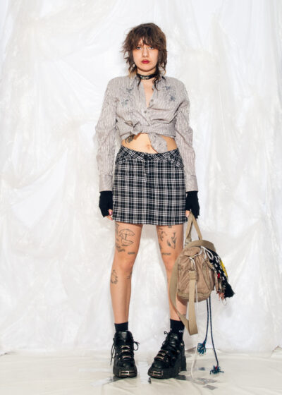Vintage Y2K Mini Skirt in Black Plaid Grunge