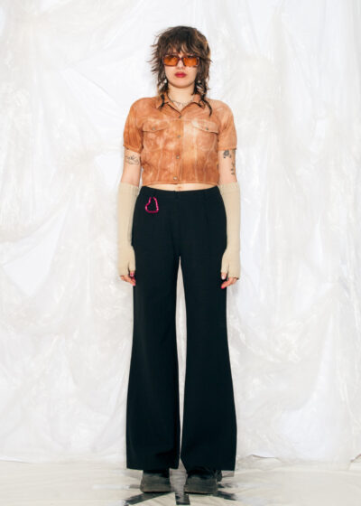 Vintage 90s Reworked Crop Top in Tie-Dyed Brown