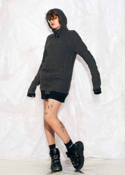 Vintage Y2K Japanese Designer Jacket in Grey Cotton