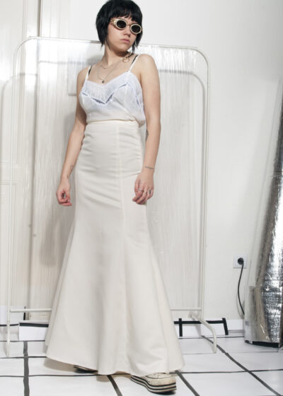 Vintage wedding skirt 90s white satin bridal maxi skirt