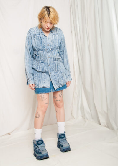 Vintage Denim Shirt 90s Acid Wash Oversized Grunge Shirt