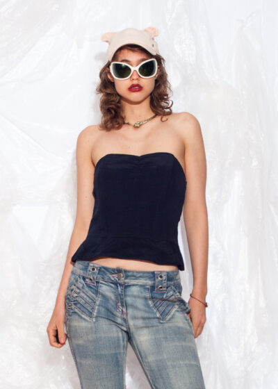 Vintage 80s Corset Top in Black