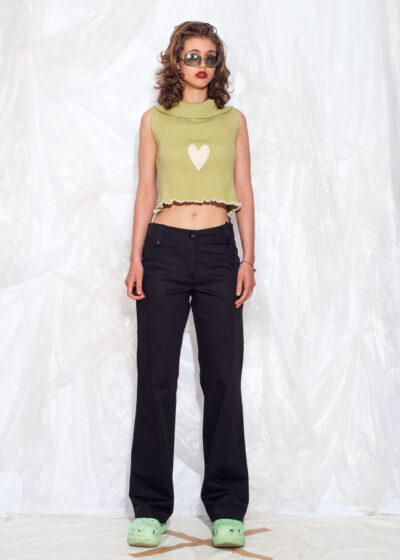 Vintage Y2K Flare Trousers in Black Cotton