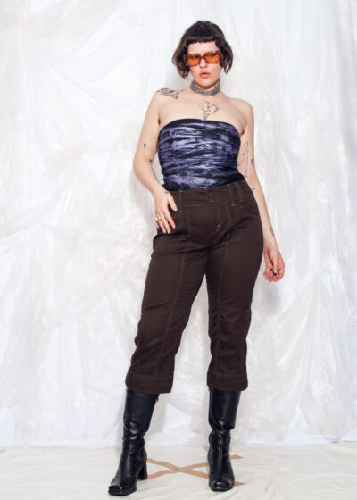 Vintage Y2K Capri Pants in Brown Cotton