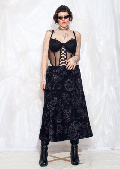 Vintage Y2K Maxi Skirt in Whimsigoth Black Cotton