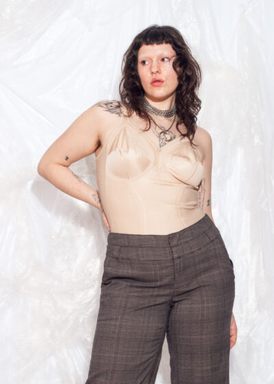 Vintage Y2K Beige Bodysuit Shaper Lingerie