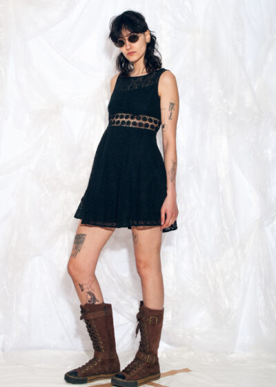 Vintage Y2K Mini Dress in Black Lace