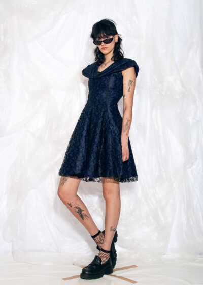 Vintage 80s Prom Dress in Purple and Black Lace