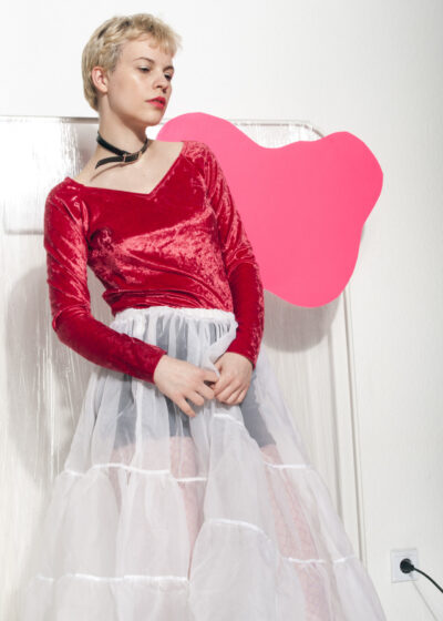 Vintage Velvet Top 90s Long Sleeve Top in Red