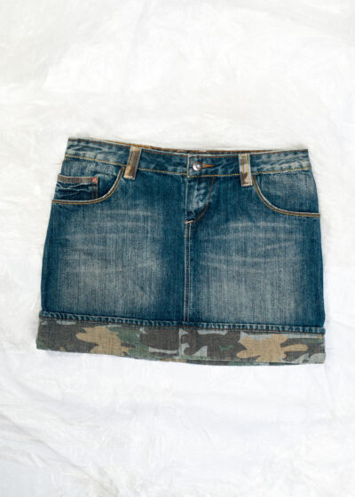 Vintage Y2K Mini Skirt in Blue Denim Camo