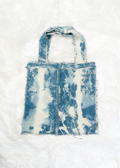 Reworked Vintage Patchwork Denim Bag in Bleached Blue