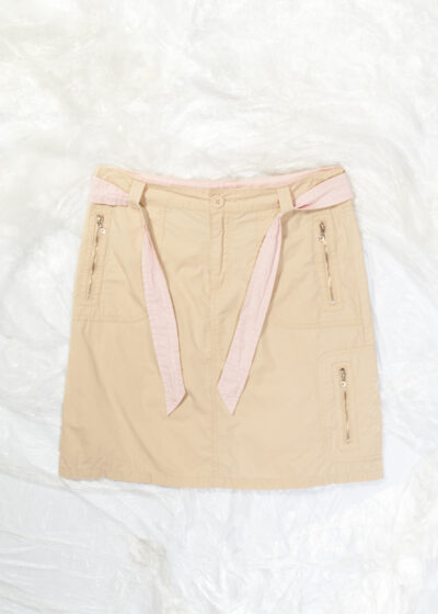 Vintage Y2K Cargo Skirt in Beige Cotton