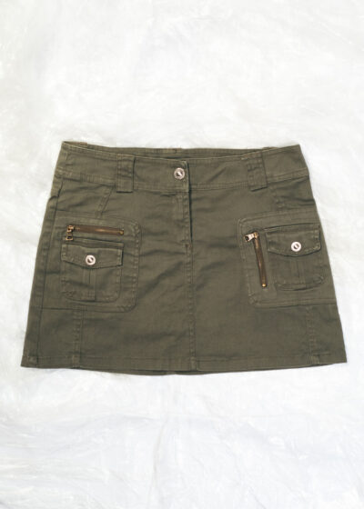 Vintage Y2K Cargo Micro Skirt in Khaki