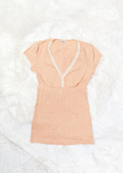 Vintage Y2K Coquette Top in Peach Lace