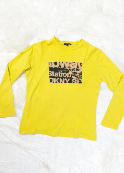 Vintage Y2K DKNY Long Sleeve Tee in Neon Green