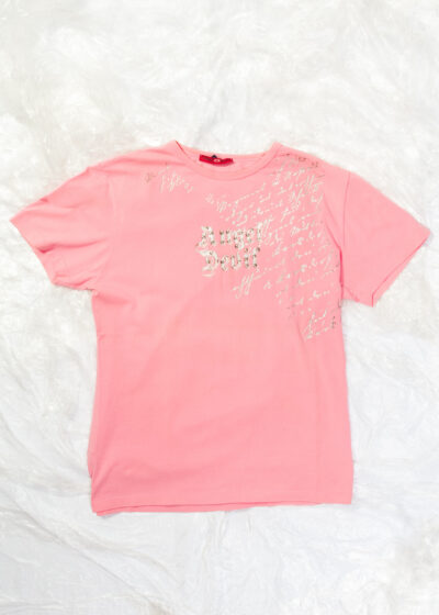 Vintage Y2K Angel Devil Baby Tee in Pink Barbiegoth Fantasy