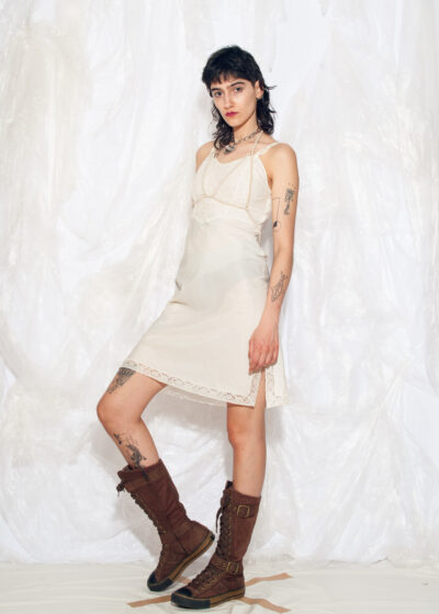 Vintage 50s Slip Dress in Beige Lace Fairycore
