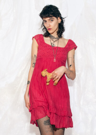 Vintage Y2K Fairy Silk Dress in Pink