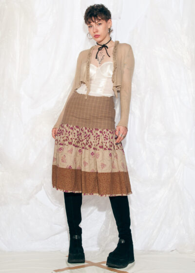 Vintage Y2K Betty Barclay Frilly Cardigan in Beige