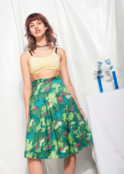 Vintage Skirt 70s Psychedelic Garden Midi Skirt