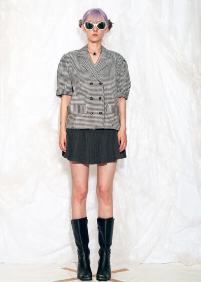 Vintage 80s Preppy Blazer in Black Houndstooth