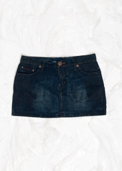 Reworked Vintage Y2K Micro Skirt in Blue Black Painted