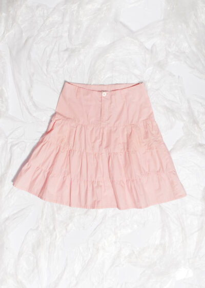 Vintage Y2K Tiered Skirt in Pastel Pink