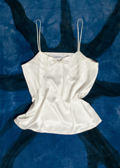 Vintage 80s Muriel Cealac Satin Slip Top in White