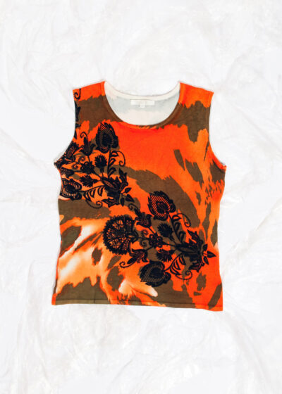 Vintage Y2K Chaos Knitted Top in Brown and Orange