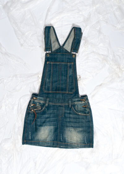 Vintage Y2K Blue Mini Dungaree Skirt in S