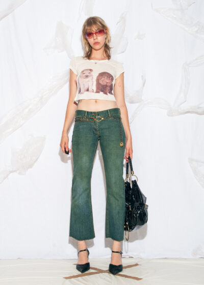 Vintage Y2K FCUK Low Rise Jeans in Overdyed Green