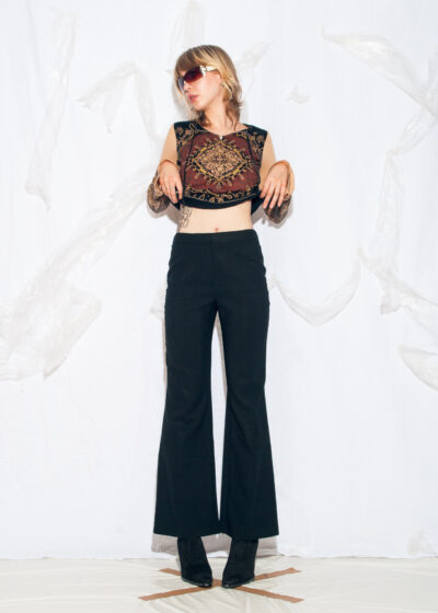 Vintage Y2K Flare Trousers in Black Office Siren