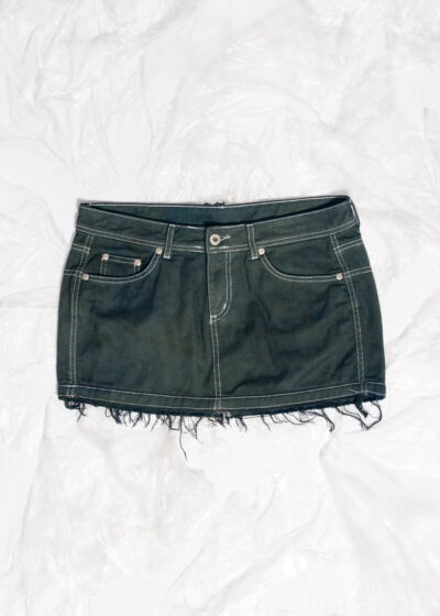 Reworked Vintage Y2K Overdyed Mini Skirt in Green
