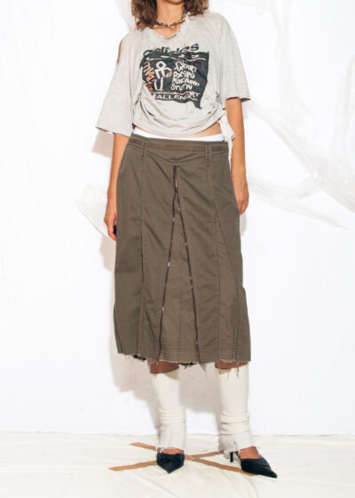 Vintage Y2K Midi Skirt in Khaki