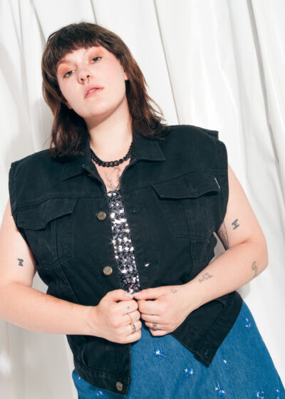 Vintage Denim Vest 90s Grunge Black Waistcoat Jacket