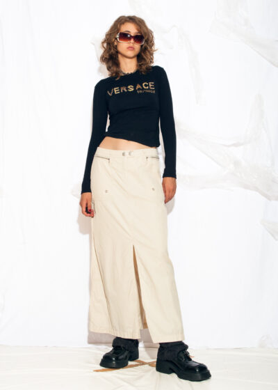 Vintage Y2K Maxi Skirt in Beige