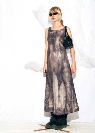 Reworked Vintage Tie Dye Maxi Dress in Grey
