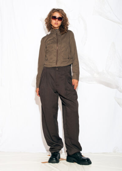 Vintage Y2K Racing Crop Jacket in Khaki