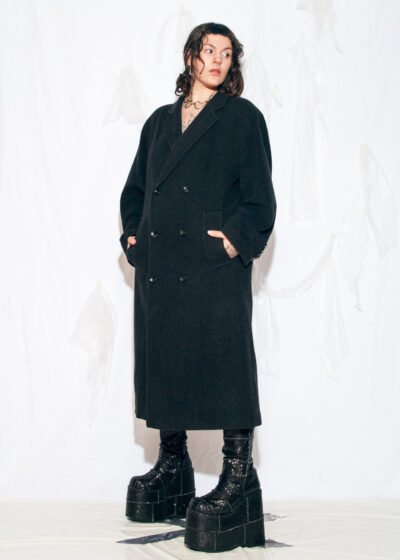 Vintage 80s Wool Winter Coat in Grey