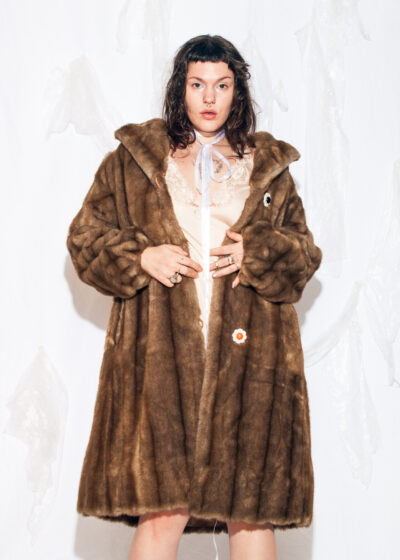 Vintage 60s Faux Fur Winter Coat in Brown