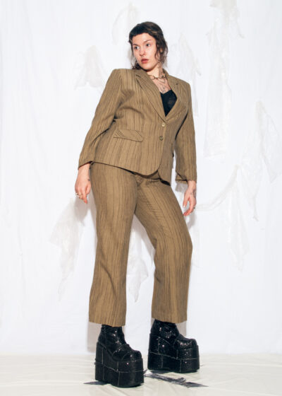 Vintage Y2K Office Siren Blazer Suit Set in Brown